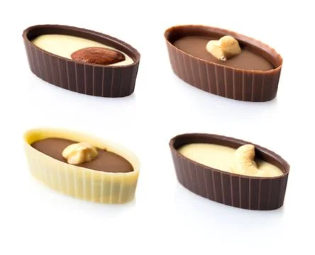 Chocolate candy with nut Stock Photos