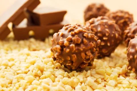 Chocolate candy with nuts Stock Photos