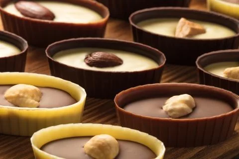 Chocolate candy with nuts Stock Photos