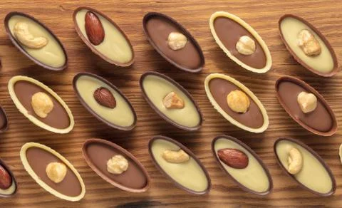 Chocolate candy with nuts Stock Photos