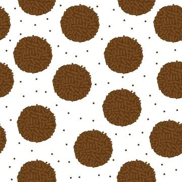 Chocolate candy pastry seamless pattern. Brigadeiro. Brazilian food vector Stock Illustration