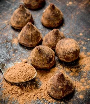 Chocolate candy truffles. Stock Photos