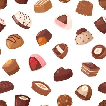 Chocolate candy vector sweet confection dessert with cocoa in confectionery shop Stock Illustration