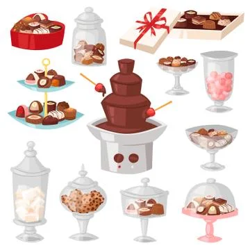 Chocolate candy vector sweet confection dessert with cocoa in glass jar in Stock Illustration