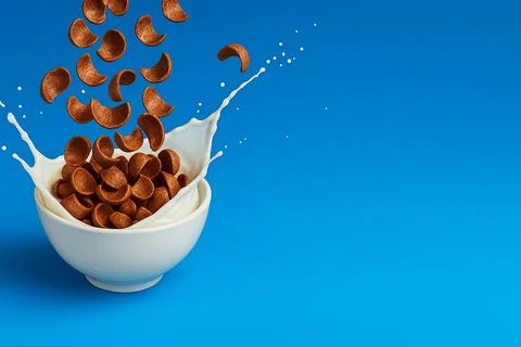 Chocolate cereals falling Stock Photos