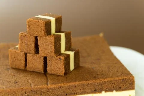 Chocolate cheese layer cake Stock Photos
