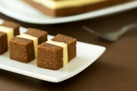 Chocolate cheese layer cake Stock Photos