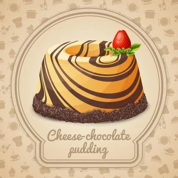 Chocolate cheese pudding emblem Stock Illustration