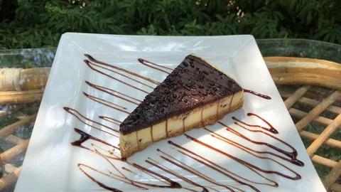 Chocolate cheesecake. Stock Footage 93306623