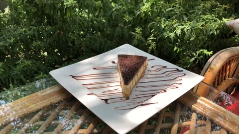 Chocolate cheesecake. Stock Footage 93306896