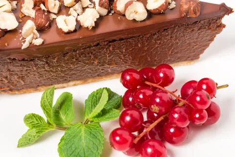 Chocolate cheesecake with hazelnuts. Stock Photos