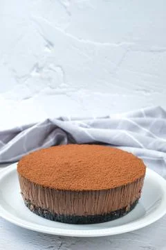 Chocolate cheesecake with oreo base Stock Photos