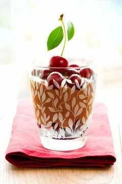 Chocolate cherry dessert Stock Photos