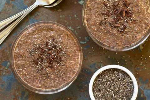 Chocolate Chia Pudding Stock Photos