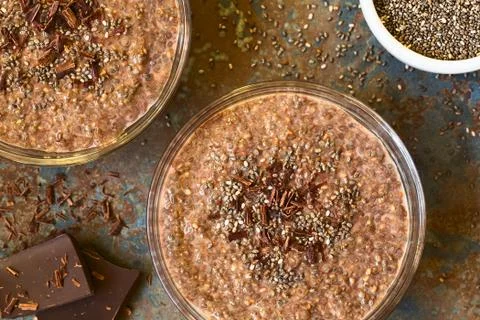 Chocolate Chia Pudding Stock Photos