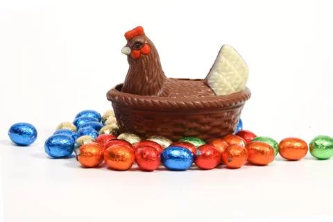 Chocolate chicken with eggs Foto stock