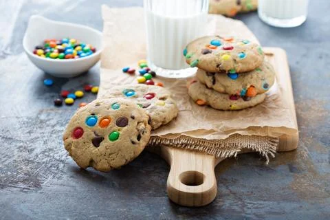 Chocolate chip and candy cookie 스톡 사진