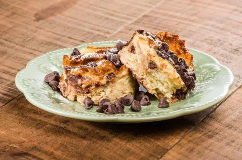 Chocolate chip bread pudding dessert Foto stock