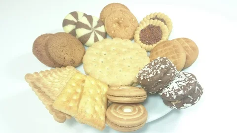 Chocolate chip cake biscuits on the table Stock Footage 89923664