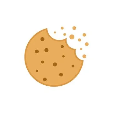 Chocolate chip cookie biscuit icon in flat style. Sweet dessert vector illu.. Stock Illustration