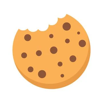 Chocolate chip cookie biscuit icon in flat style. Sweet dessert vector illu.. Stock Illustration