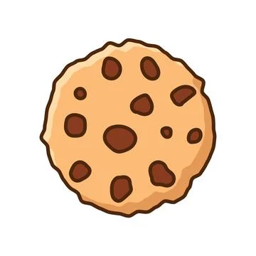 Chocolate chip cookie biscuit icon in flat style. Sweet dessert vector illu.. Stock Illustration