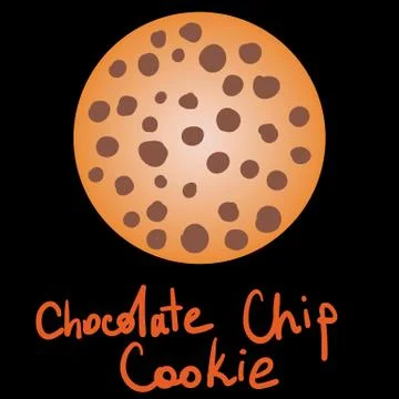 Chocolate Chip Cookie On Black Background Stock Illustration