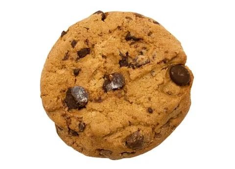 Chocolate Chip Cookie with Clipping Path Isolated on a White Background Foto stock