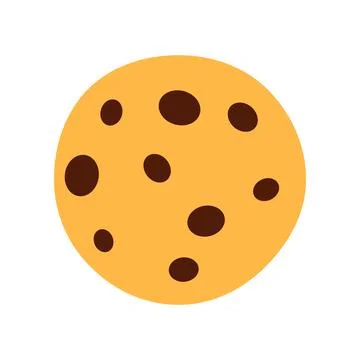 Chocolate chip cookie flat icon isolated on white Stock Illustration