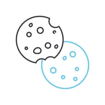Chocolate chip cookie line icon, outline symbol, vector illustration, concept Illustrazione stock