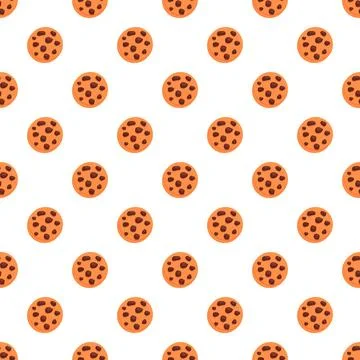 Chocolate chip cookie pattern repeating food background 库存插图