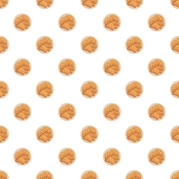 Chocolate chip cookie pattern as a sweet food background Stock Illustration