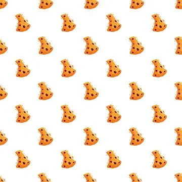 Chocolate chip cookie pattern on white background Stock Illustration