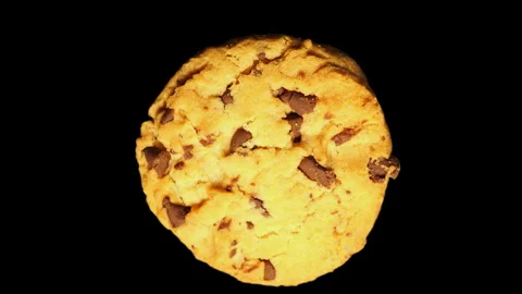 Chocolate Chip Cookie Rotating on Black Background in 60p Stock Footage 337682502