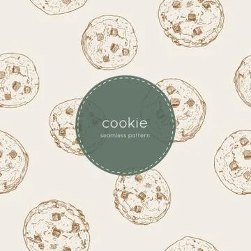 Chocolate chip cookie., seamless pattern vector. Stock Illustration