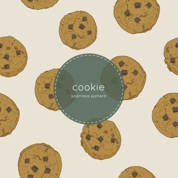 Chocolate chip cookie., seamless pattern vector. Stock Illustration