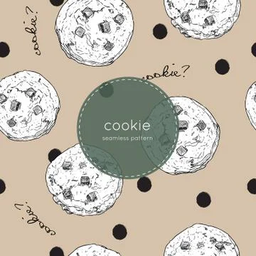 Chocolate chip cookie., seamless pattern vector. Stock Illustration