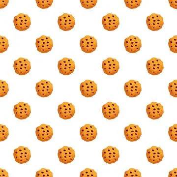 Chocolate chip cookie seamless pattern background Stock Illustration