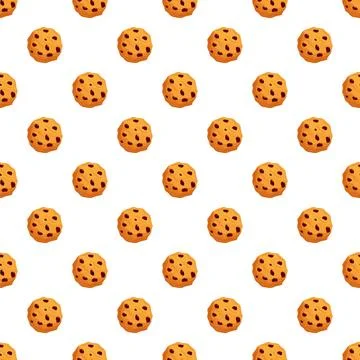Chocolate chip cookie seamless pattern background Stock Illustration