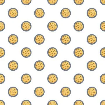 Chocolate chip cookie seamless repeating pattern design Stockillustratie