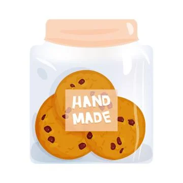 Chocolate chip cookie set, Freshly baked Four biscuit isolated on white backg Illustrazione stock