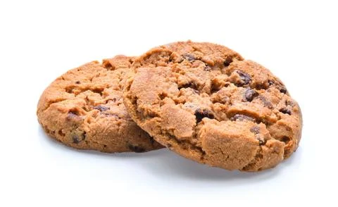 Chocolate chip cookie on white background Stock Photos
