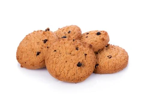 Chocolate chip cookie on white background Stock Photos