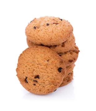 Chocolate chip cookie on white background Stock-Fotos