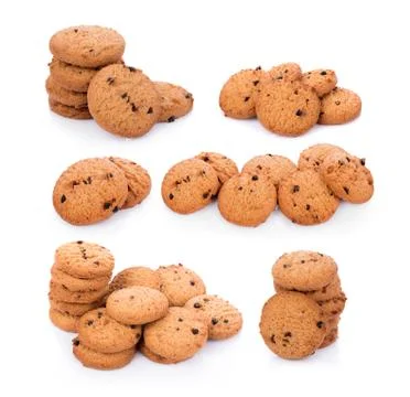 Chocolate chip cookie on white background Stock-Fotos