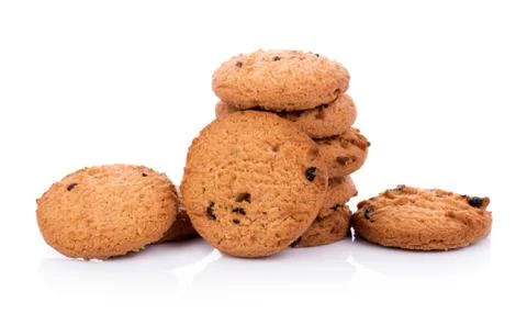 Chocolate chip cookie on white background 写真素材