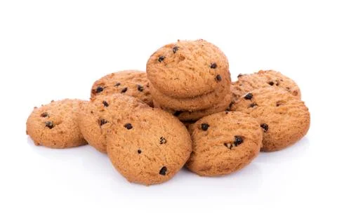 Chocolate chip cookie on white background Fotos Stock