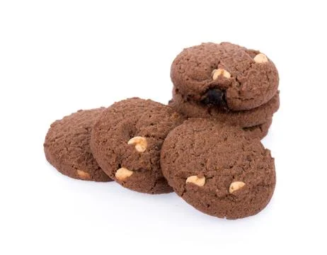 Chocolate chip cookie on white background Stock-Fotos