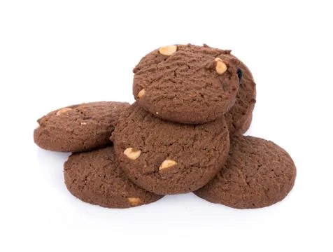 Chocolate chip cookie on white background Foto stock