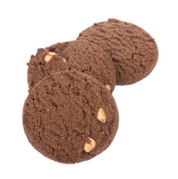 Chocolate chip cookie on white background Photos